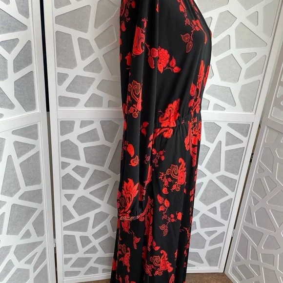 Tory Burch Floral Jersey Dress in Black Mountain Paisley sz L Large - Picture 8 of 16